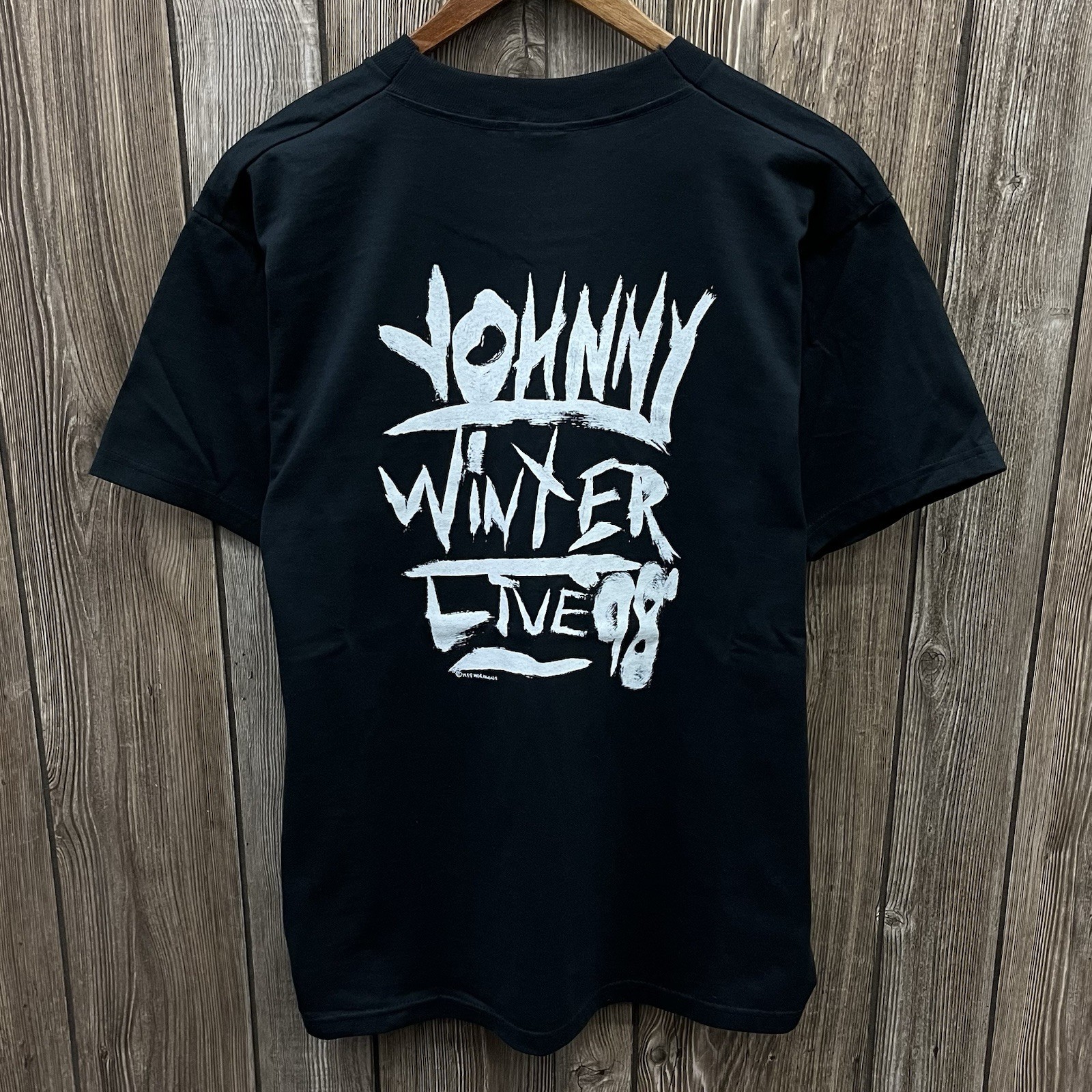 Vintage Johnny Winter Dragon Graphic Band Tee Shirt Black 90s Guitar Mens Large