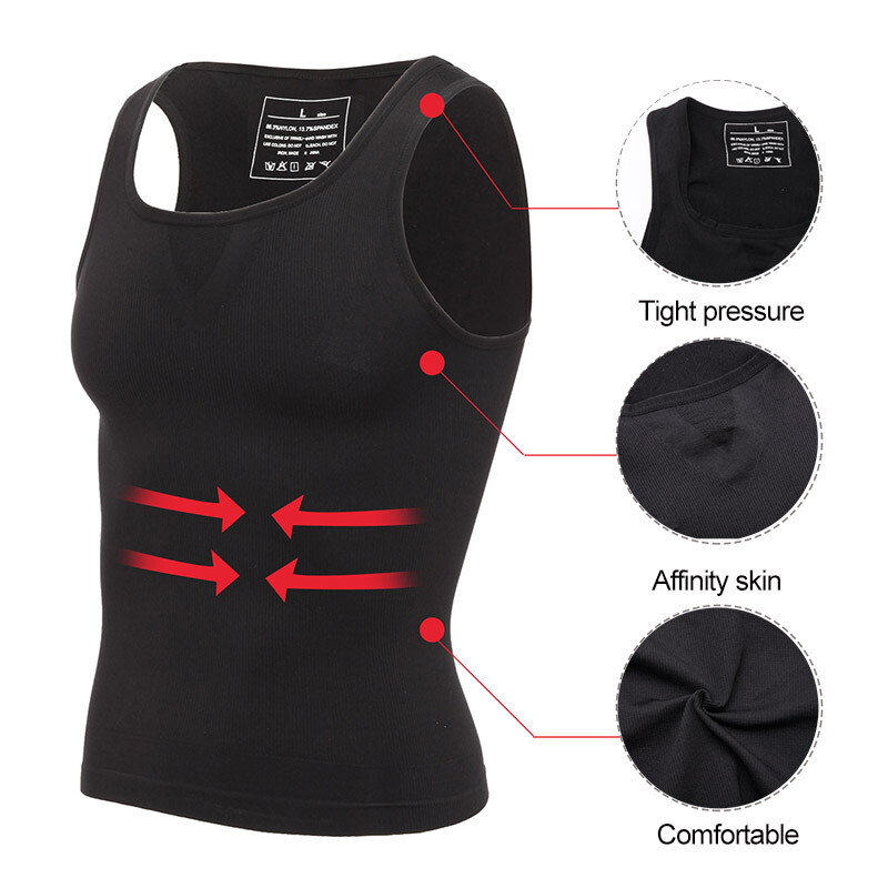 Men’s Toning Vest Compression Shirt Tank Gynecomastia Belly Control Body Shaper