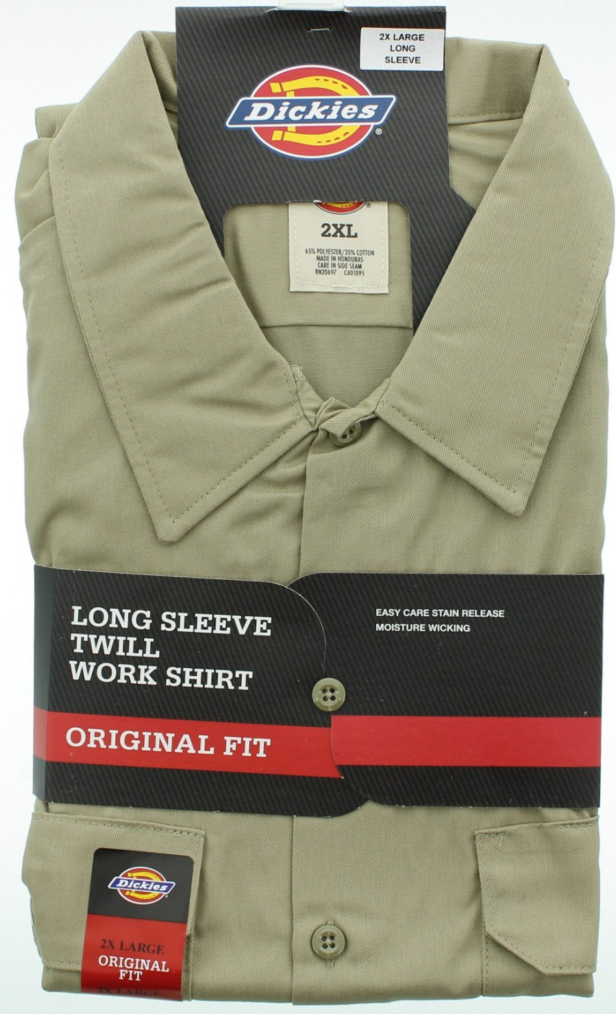 Dickies Men’s 574 Twill Work Shirt, Long Sleeve Button-Up Original Fit, Khaki
