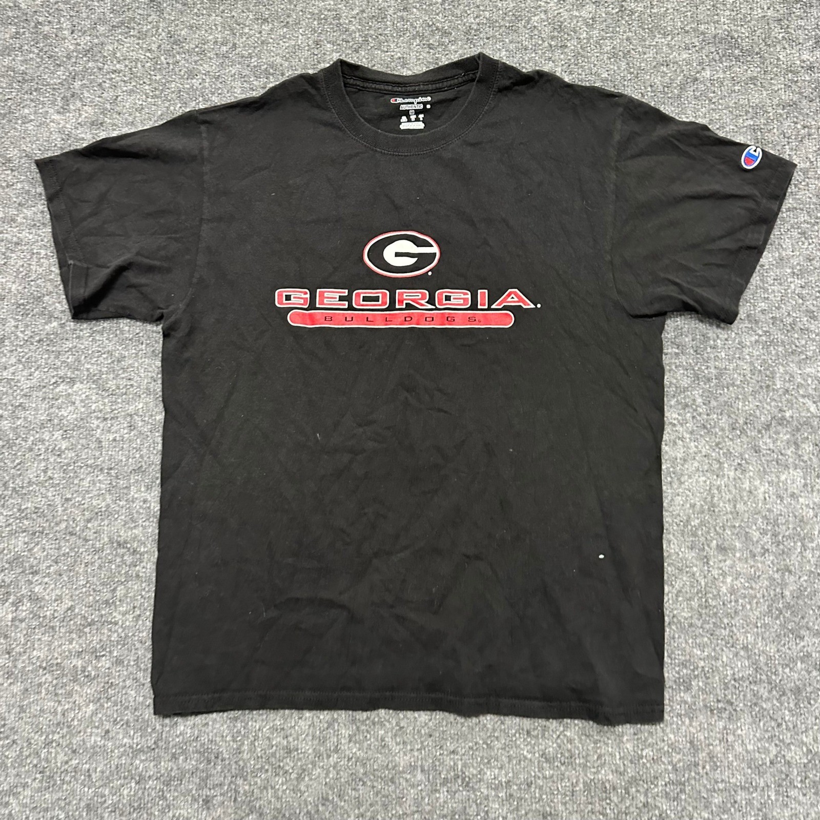 Champion T-Shirt Mens Size M Black Georgia Bulldogs NCAA Graphic Cotton Tee