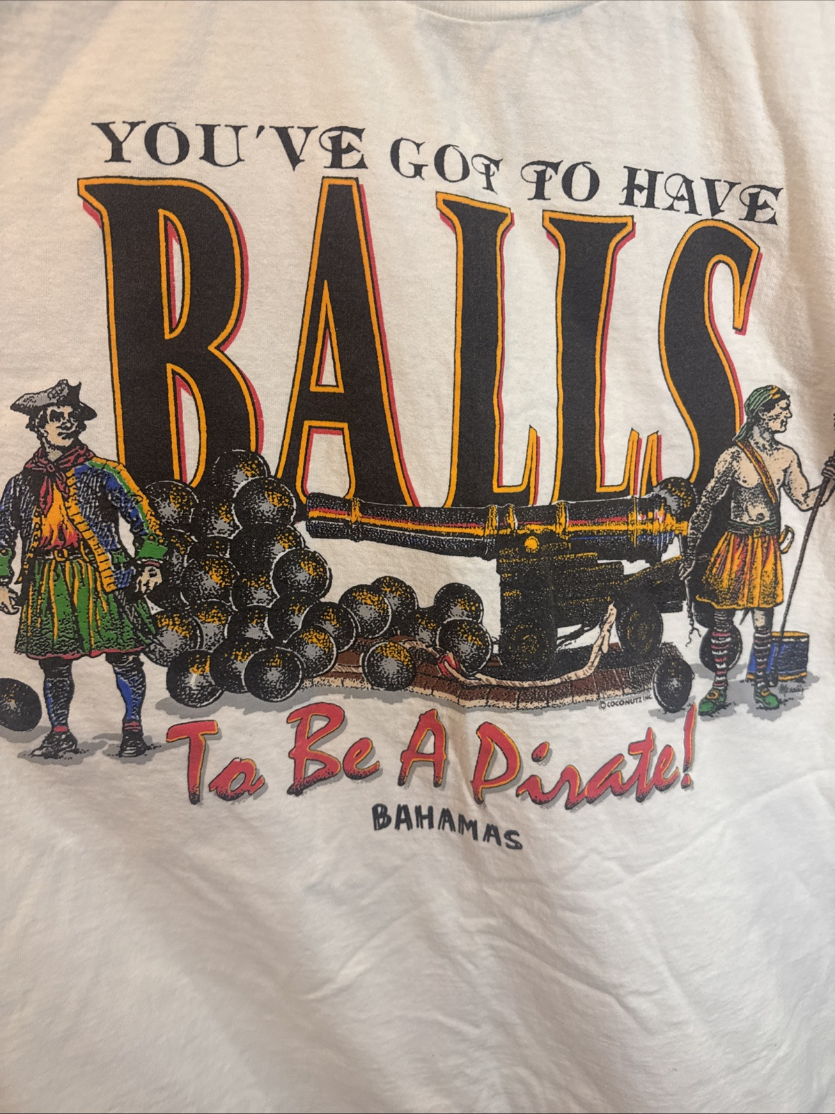 Vtg 90s It Takes Balls To Be A Pirate Sint Martin N.A. Cannon Native XL Shirt
