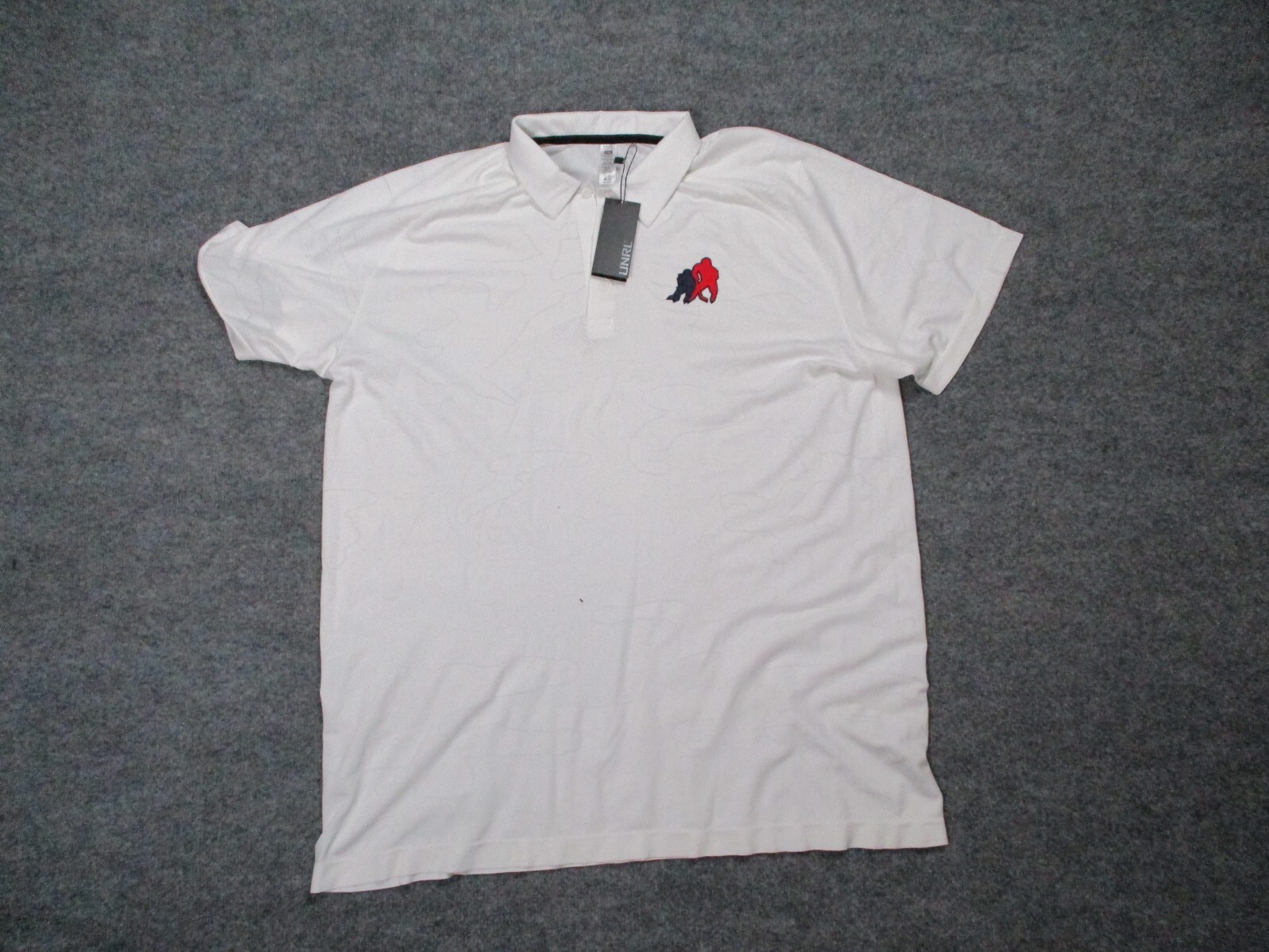 UNRL Polo Shirt Mens 2XL White Golf Camo Knit 4 Way Stretch Anti Odor