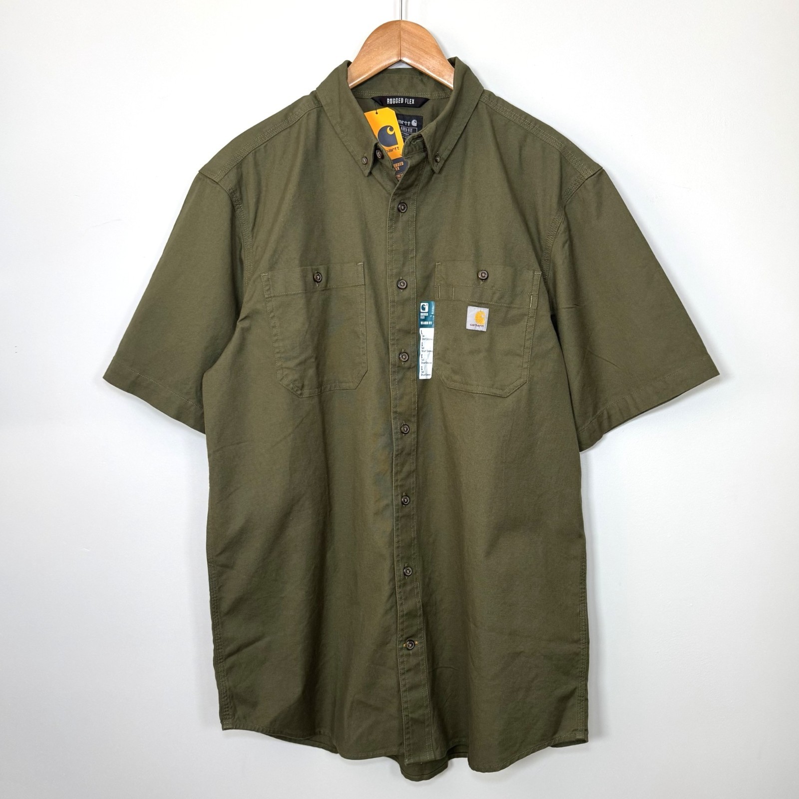 Carhartt Mens Rugged Flex Short-Sleeve Work Shirt Canvas Button Down Large-Tall