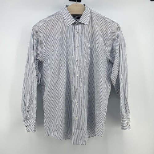 Bugatchi Button Up shirt Mens XXL Striped with threaded overlay design Long