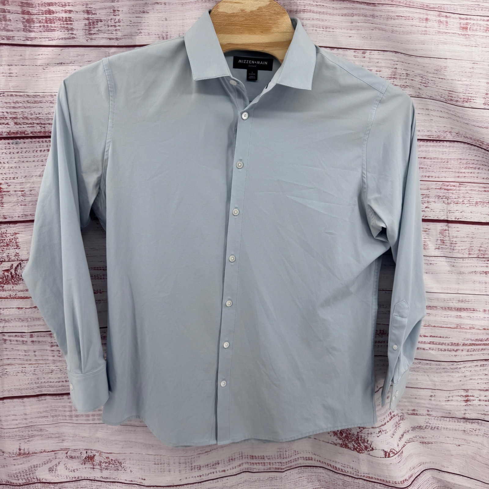 Mizzen+Main Leeward Dress Shirt Mens Large Classic Fit Performance Stretch