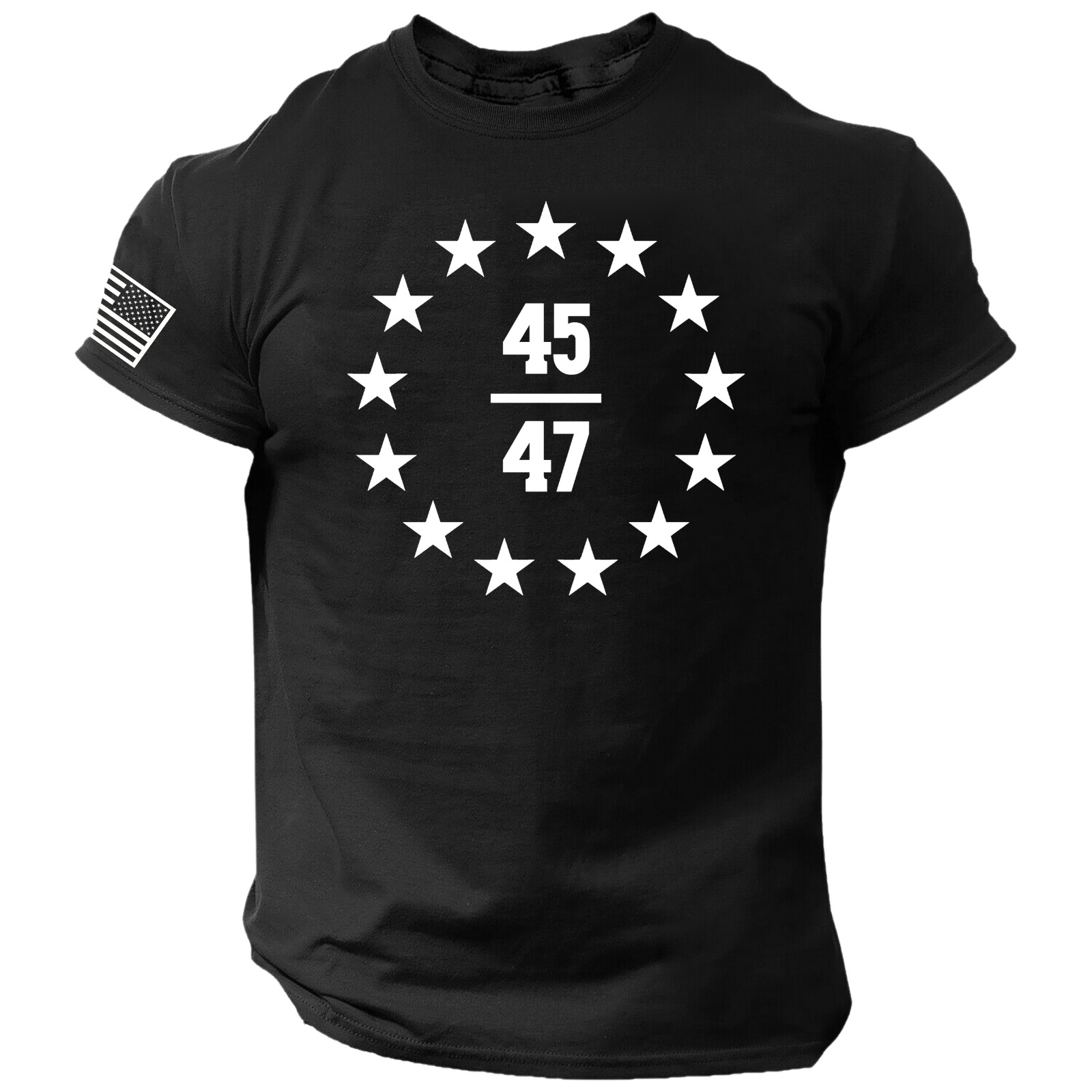 45 47 TRUMP T Shirt Maga American Flag USA S-2XL