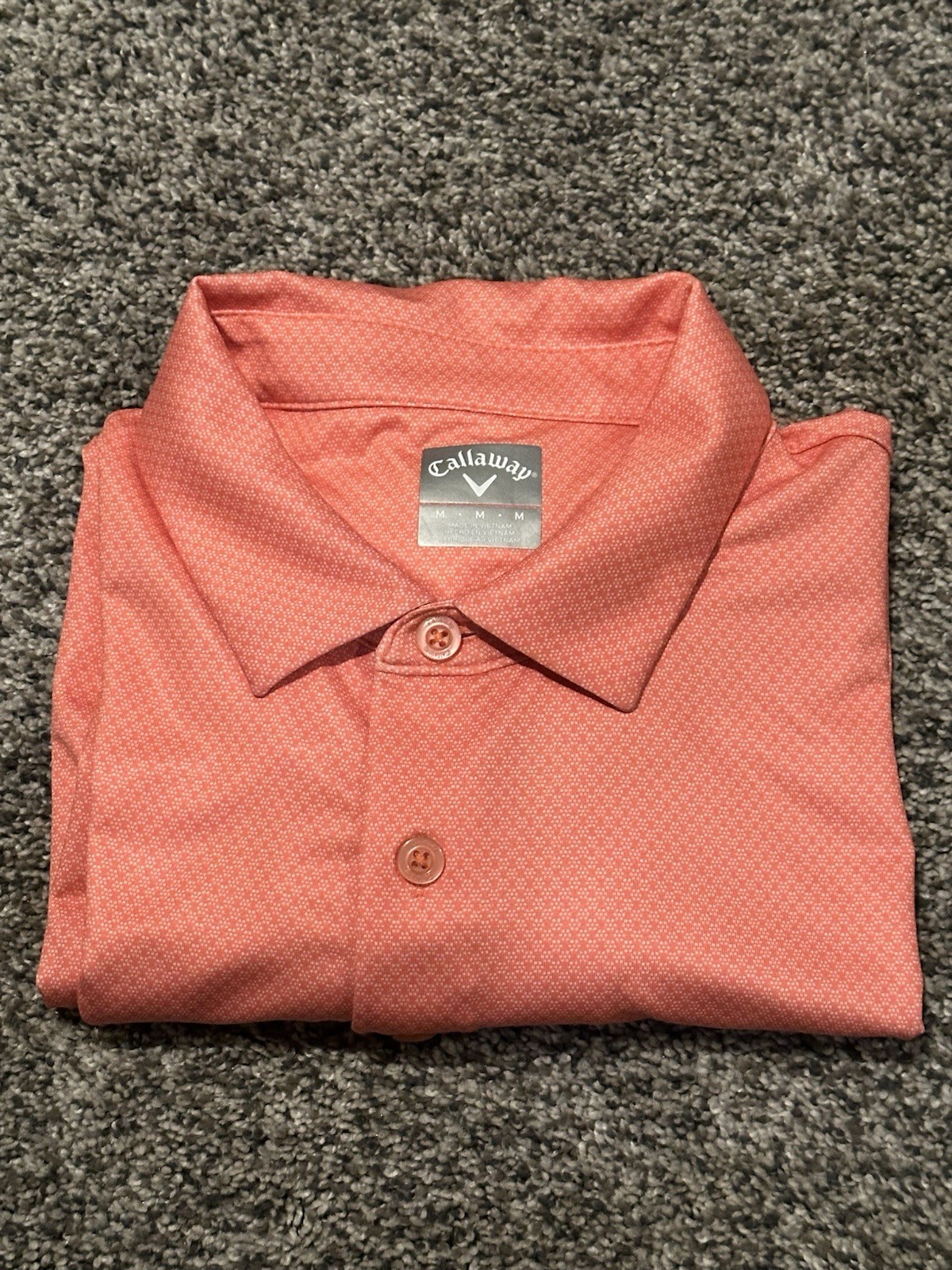 Callaway Golf Polo Shirt Mens Medium Salmon Orange Short Sleeve Performance
