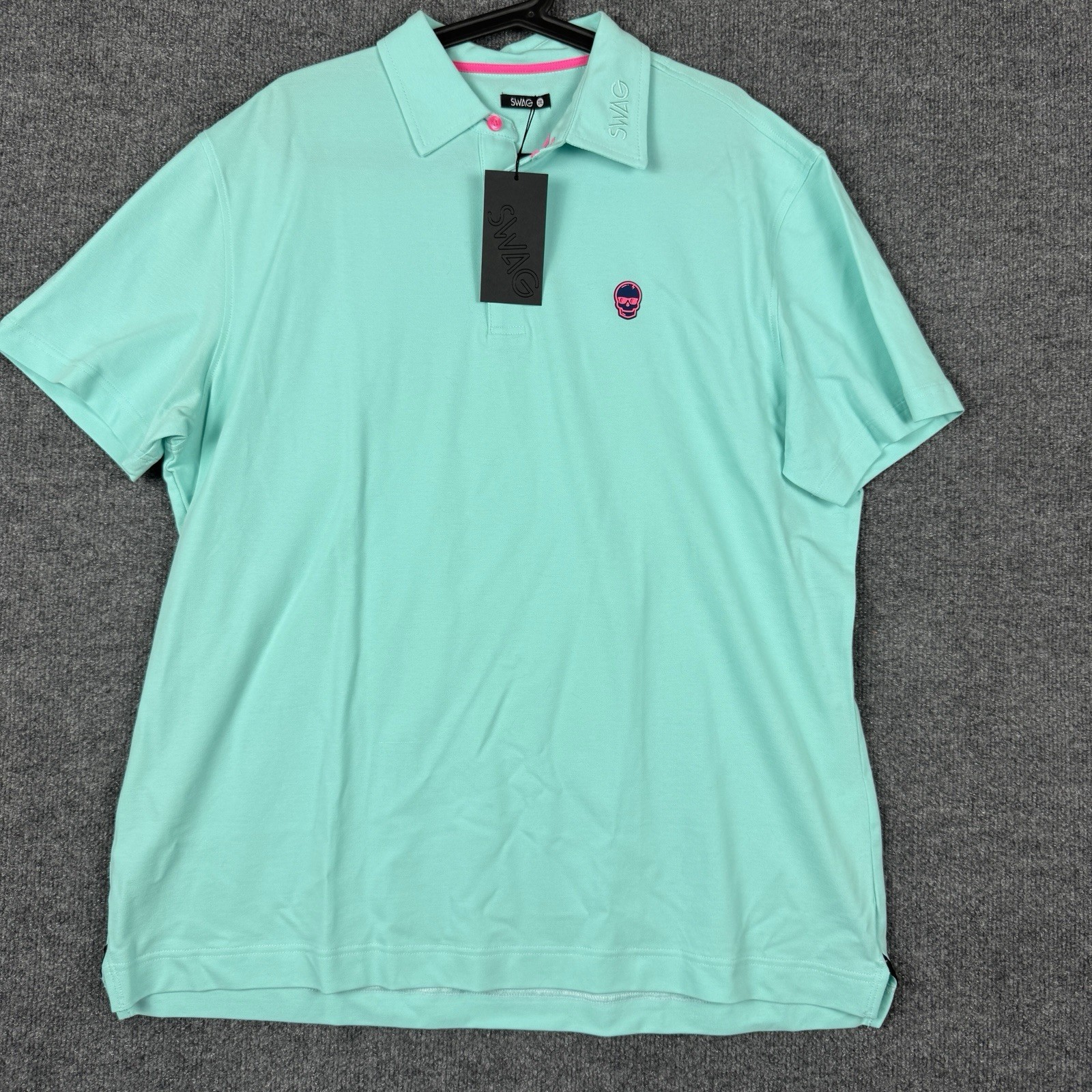 SWAG Golf Polo Performance Men’s XXL Turquoise Skull Logo NWT Cotton
