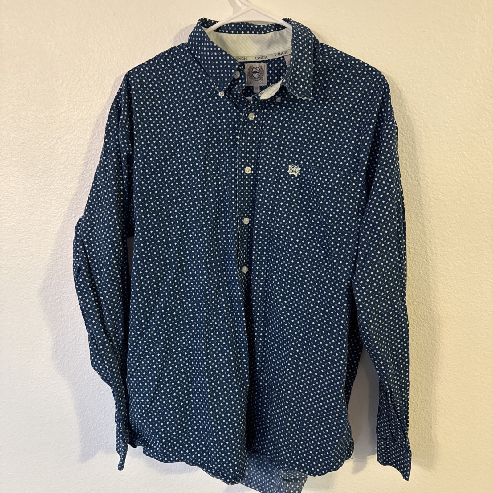 Cinch Modern Fit Shirt Mens Size M Blue Print Long Sleeve Button Up Western