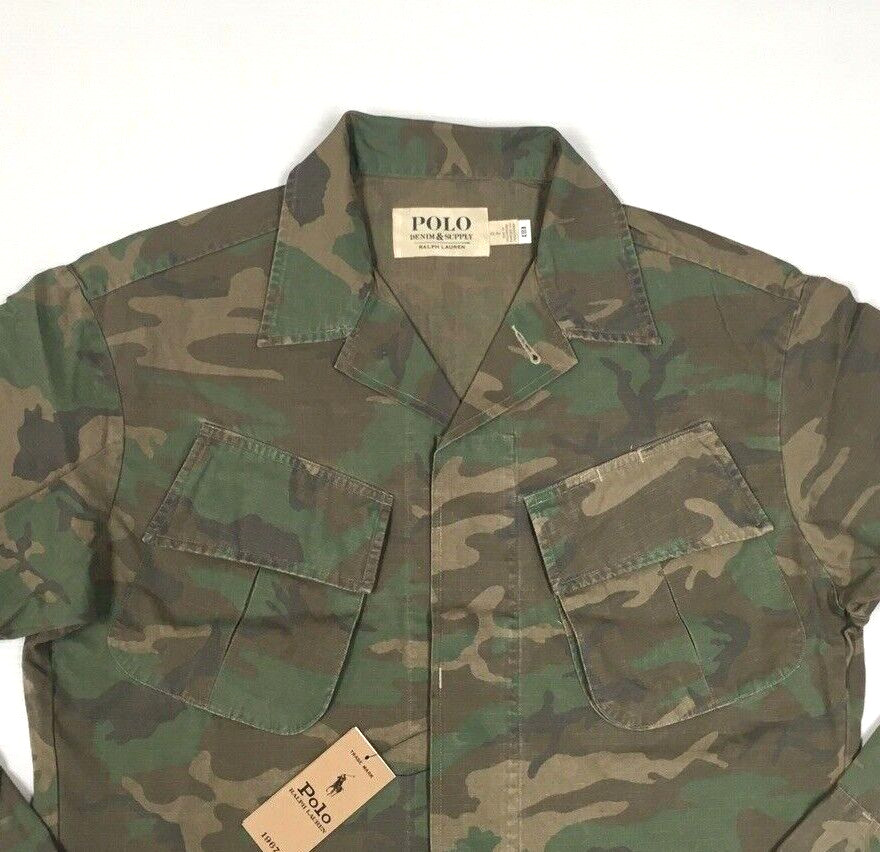 Polo Ralph Lauren Military Army Camo Officer Soldier Camp Overshirt Shirt Jacket