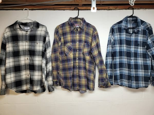 flannel shirt size L 3 pack lot of 3 long sleeve / we4521 r4 t61