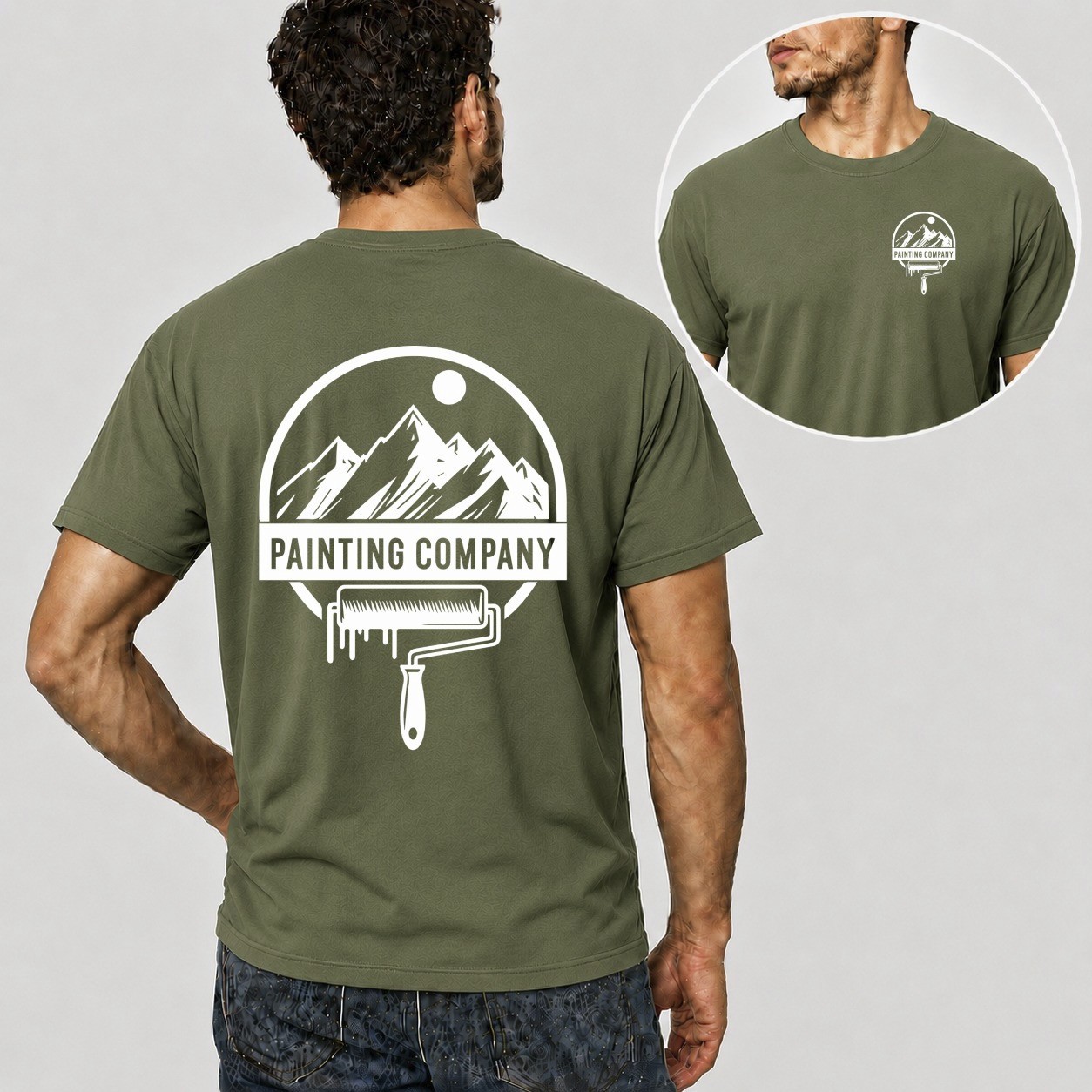 Mens Personalised Work T Shirt Custom Company Logo Trade Uniform Painter Plumber