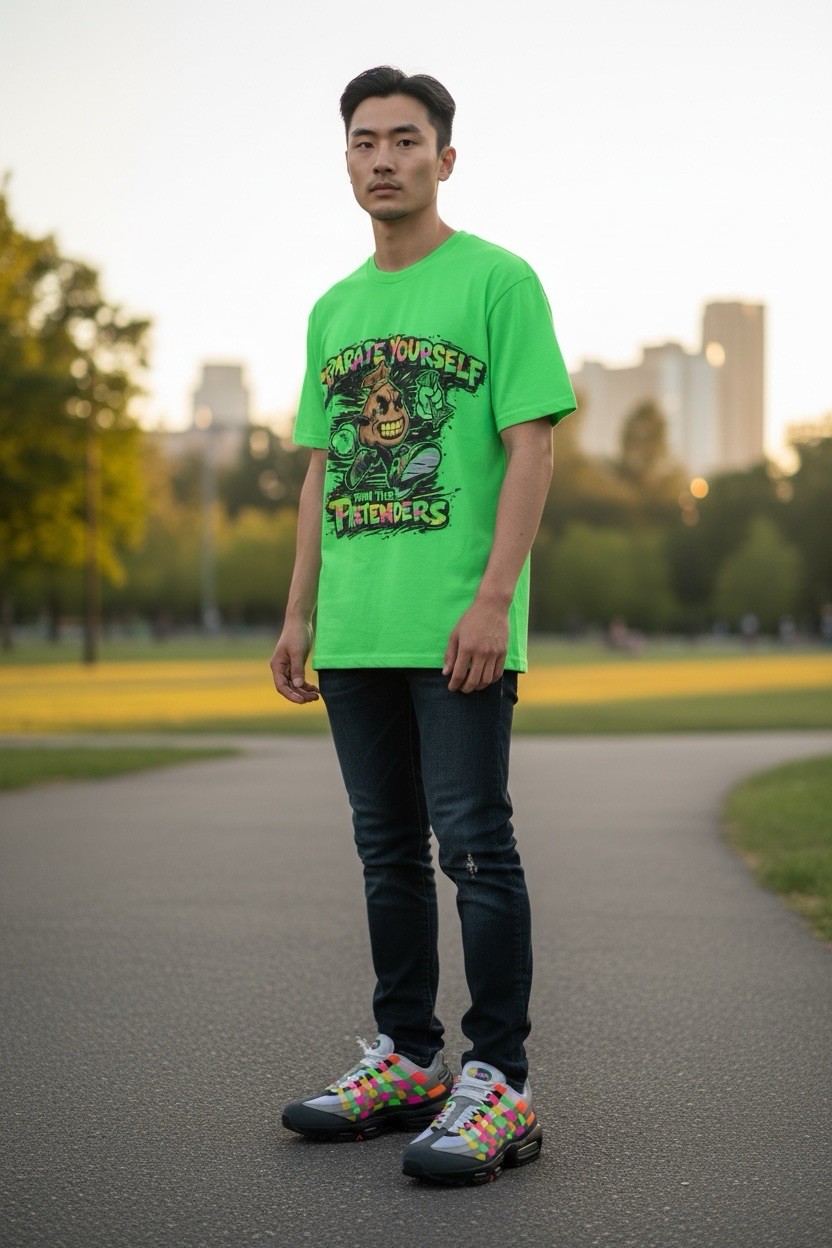 Custom Printed Tshirt Matching Max OG 95 Woven Multi-Colored Tee Sneaker