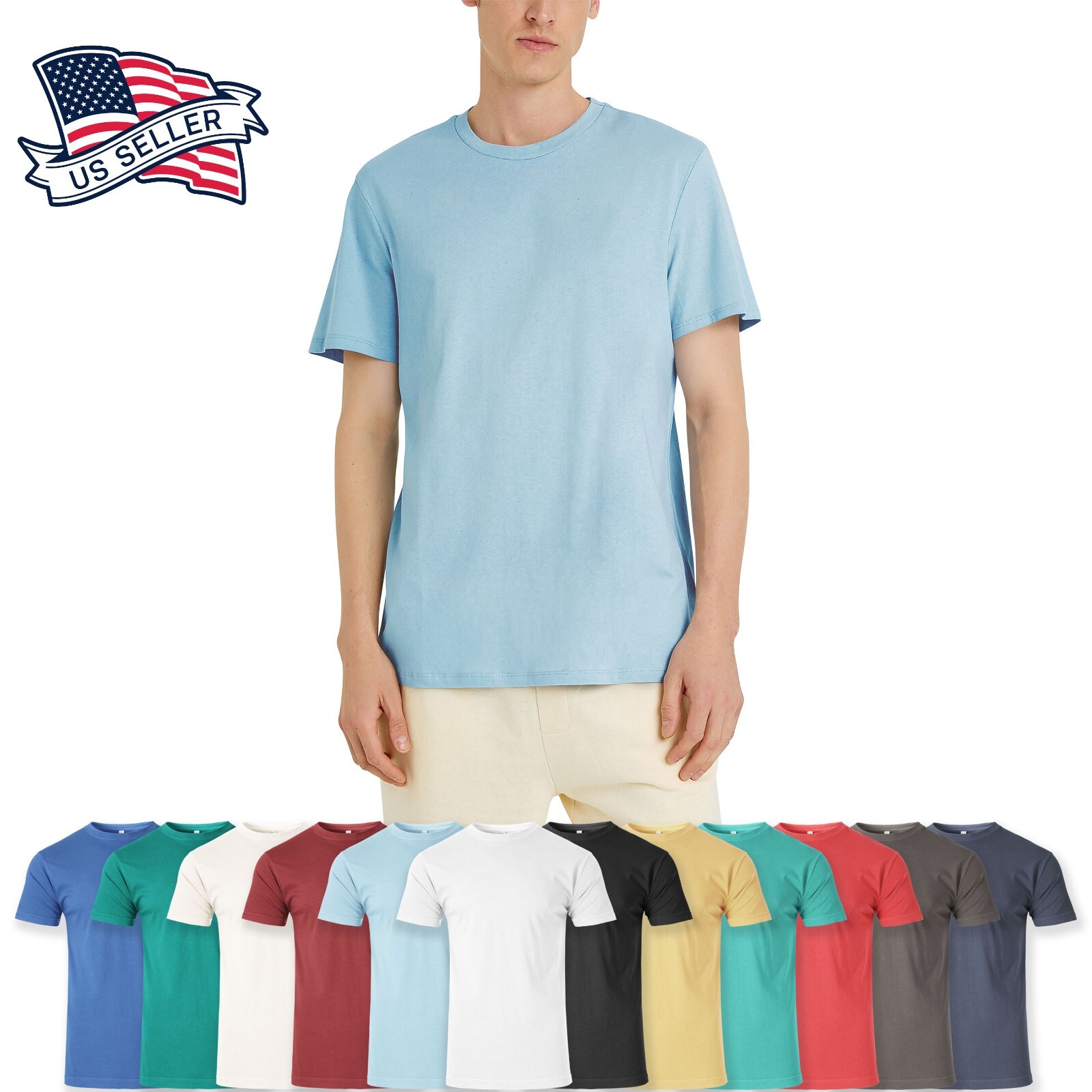 Mens Garment Dyed Organic Cotton Comfort Customizable Short Sleeve T Shirt