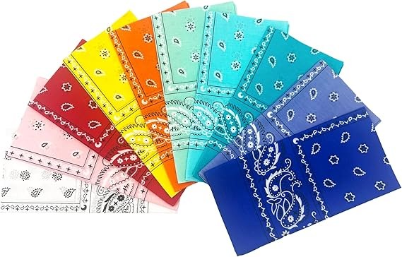 100% Cotton 10 Pack Fine Bandanas（Summer Assorted）