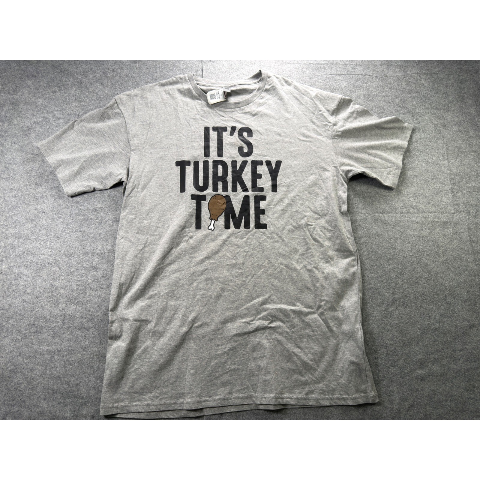 Instant Message Graphic T-Shirt Men 2XLT Gray It’s Turkey Time Thanksgiving Tee