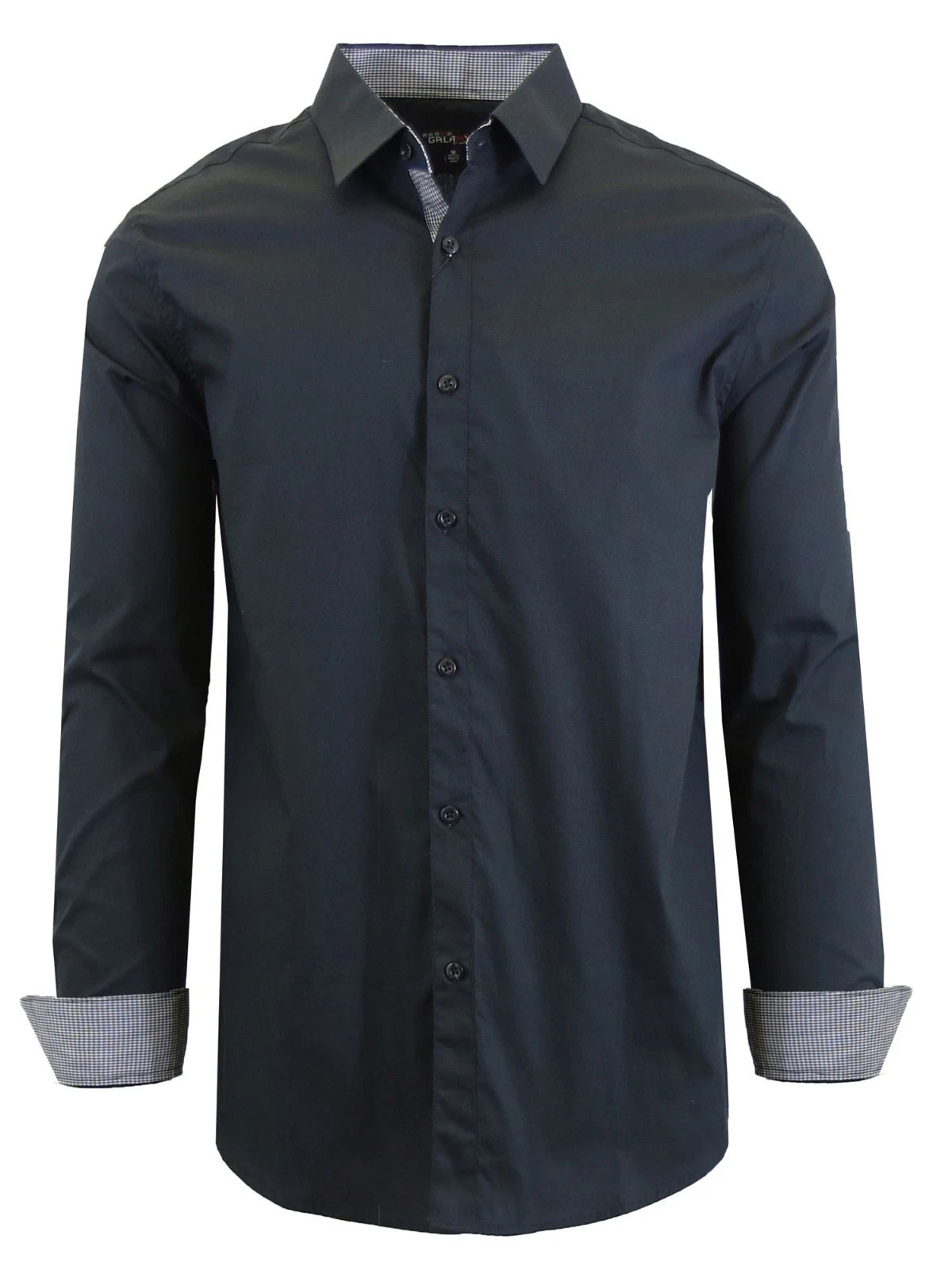 Galaxy Mens Slim Fit Collar Button Down Shirt in Black Color Size Large