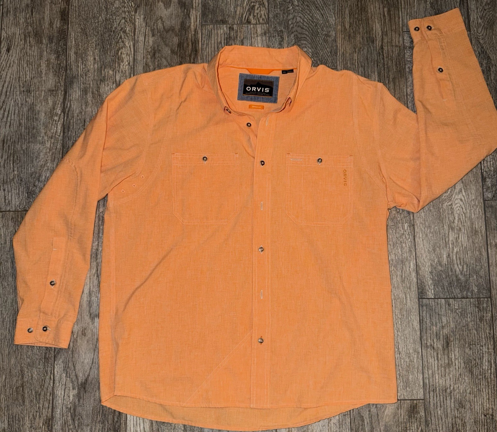 Orvis Active Fit XL Orange Performance Fishing Hiking Button Shirt 298833