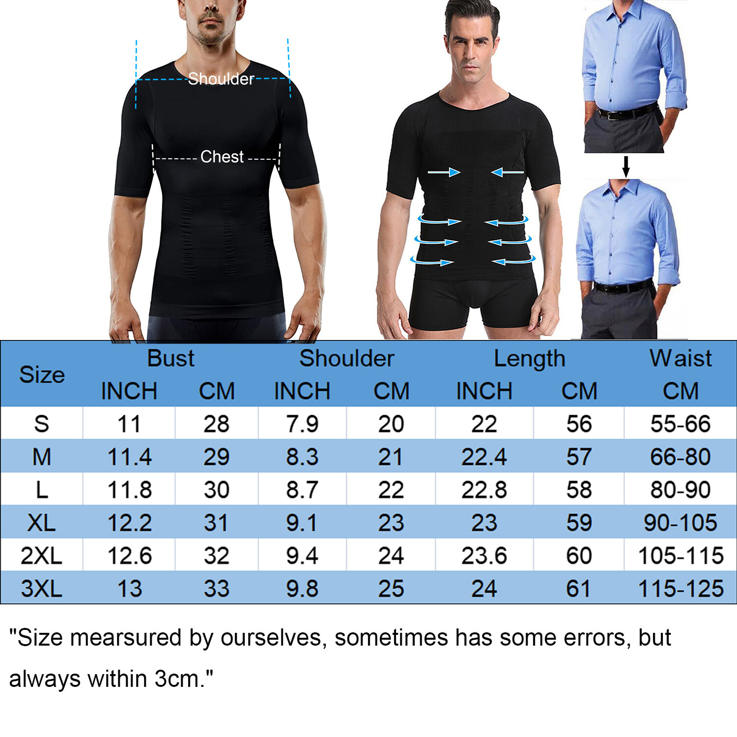 Gynecomastia Compression T-Shirts for Men Slimming Undershirt Body Shaper Top