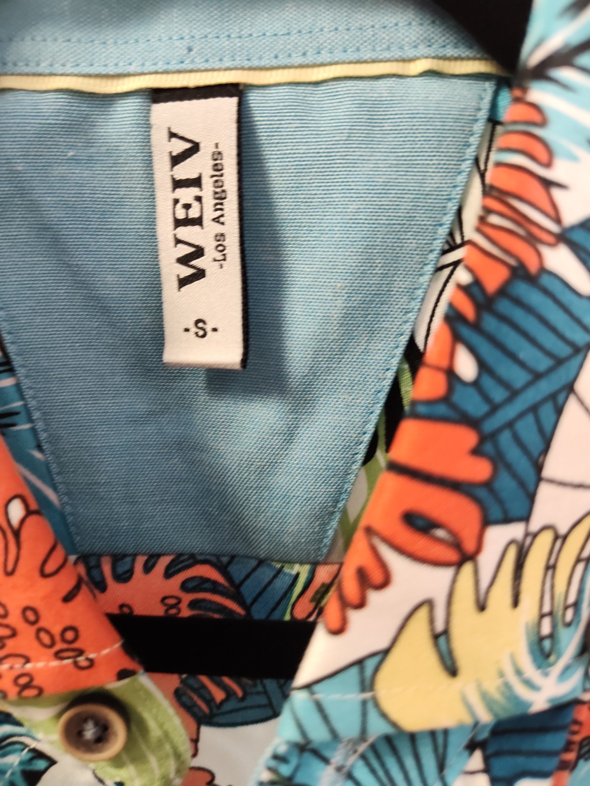 WEIV Men’s Tropical Print Button Down Short Sleeve Front Pocket Shirt WS7050 lg