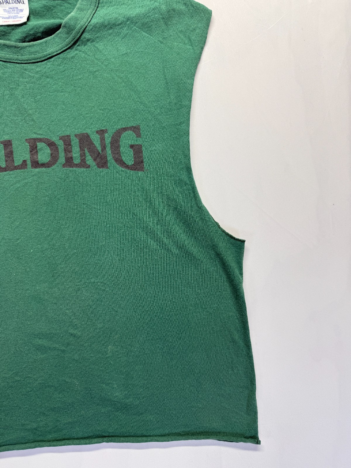Spalding Tank Top Mens Large Green Graphic Print Spellout Logo Cotton Everyday