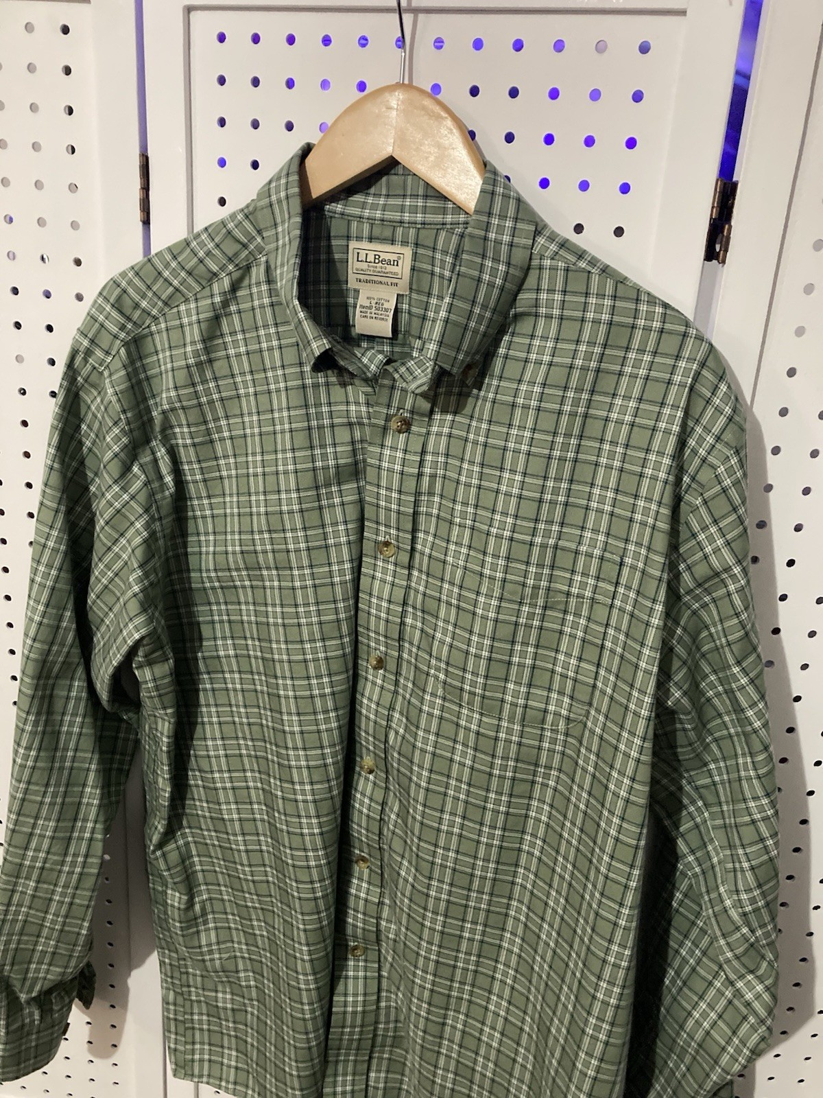 L.L. Bean Men’s Long Sleeve Button-Up 100% Cotton Dress Shirt Size Large Moss