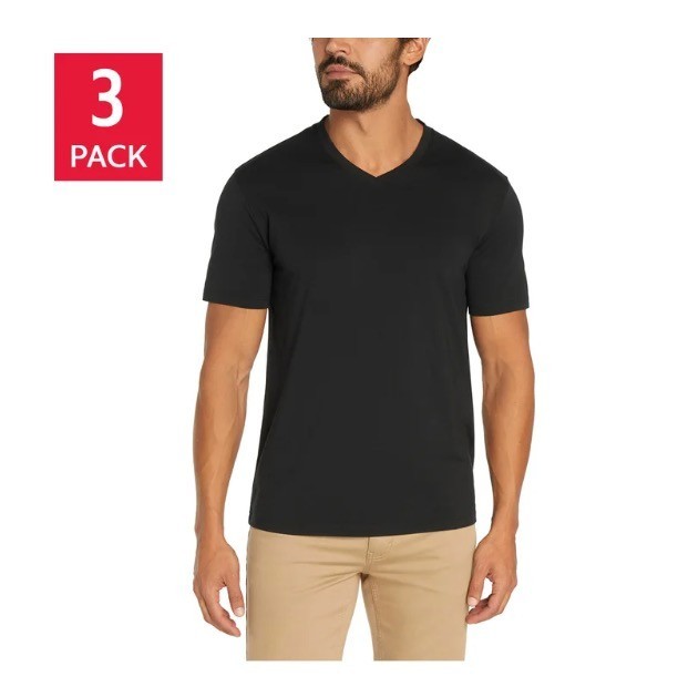 3-Pack Banana Republic Men’s V-Neck Tee, Cotton Stretch Tagless BLACK OR WHITE