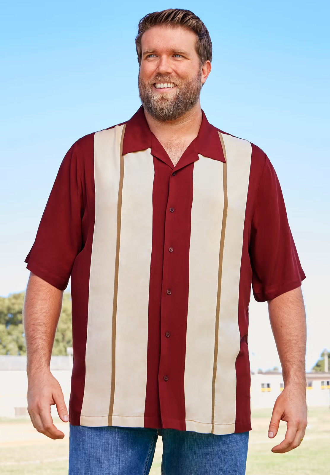 KingSize Men’s Big & Tall Colorblock Camp Shirt