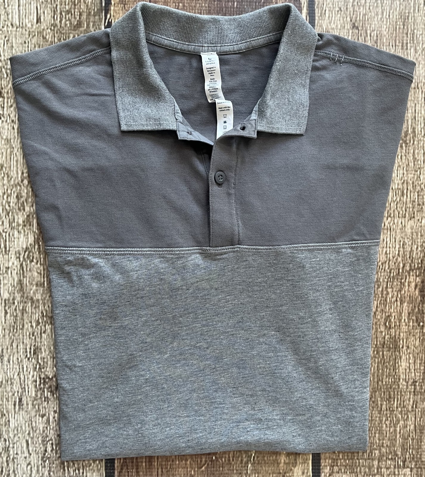 LULULEMON SHORT SLEEVE POLO SHIRT GRAY 2 TONE MENS MEDIUM GREAT CONDITION