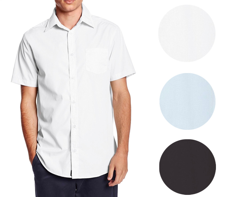 Berlioni Italy Men’s Premium Classic Button Down Short Sleeve Solid Dress Shirt