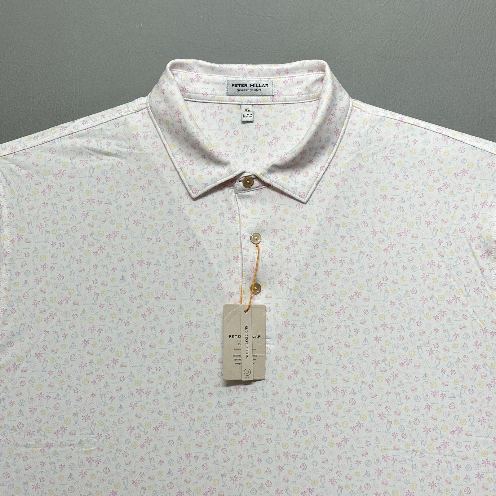 Peter Millar Utopia Burger Performance Summer Comfort Golf Polo Shirt SS Sz XL