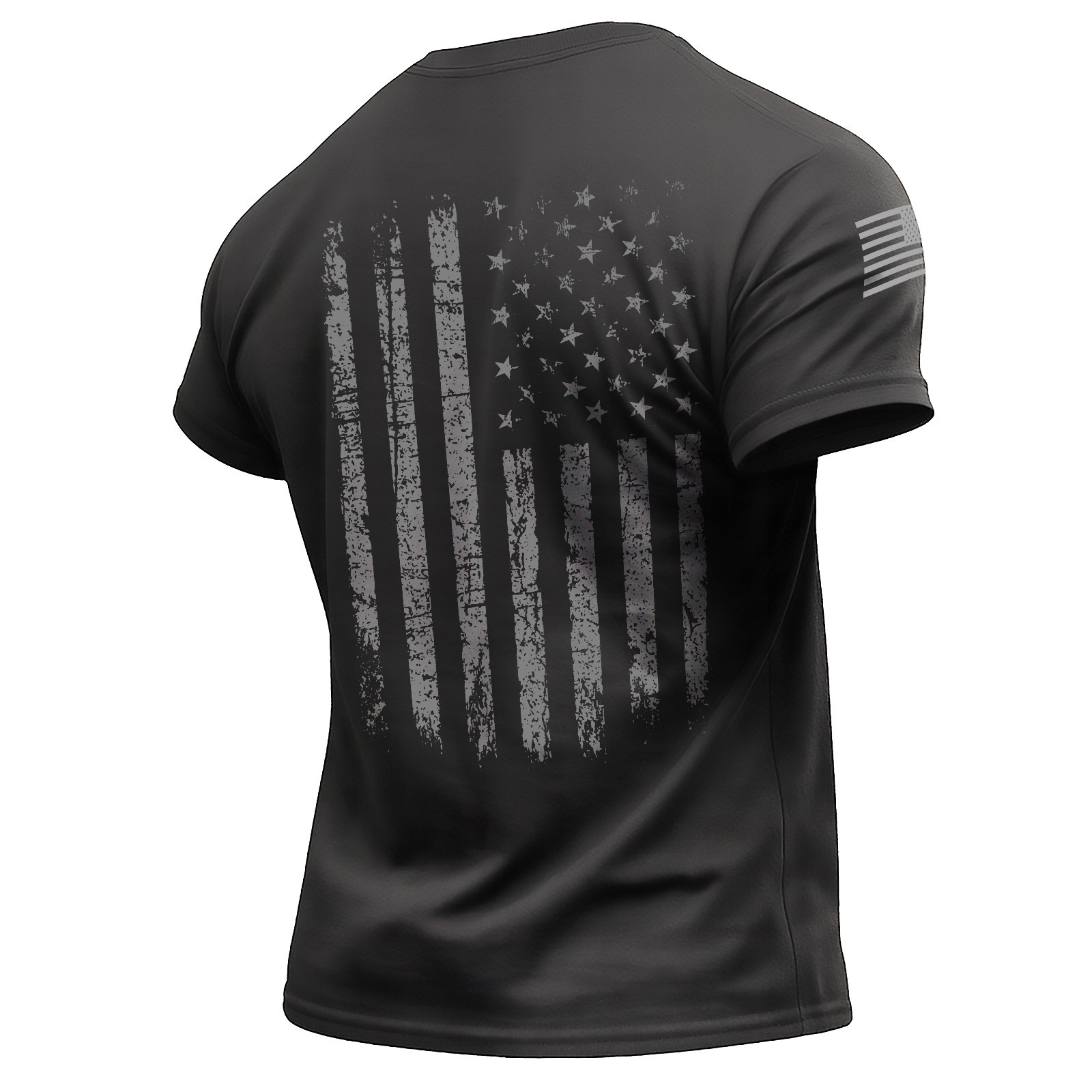 Distressed American Flag T-Shirt with Back & Sleeve Print – Patriotic USA