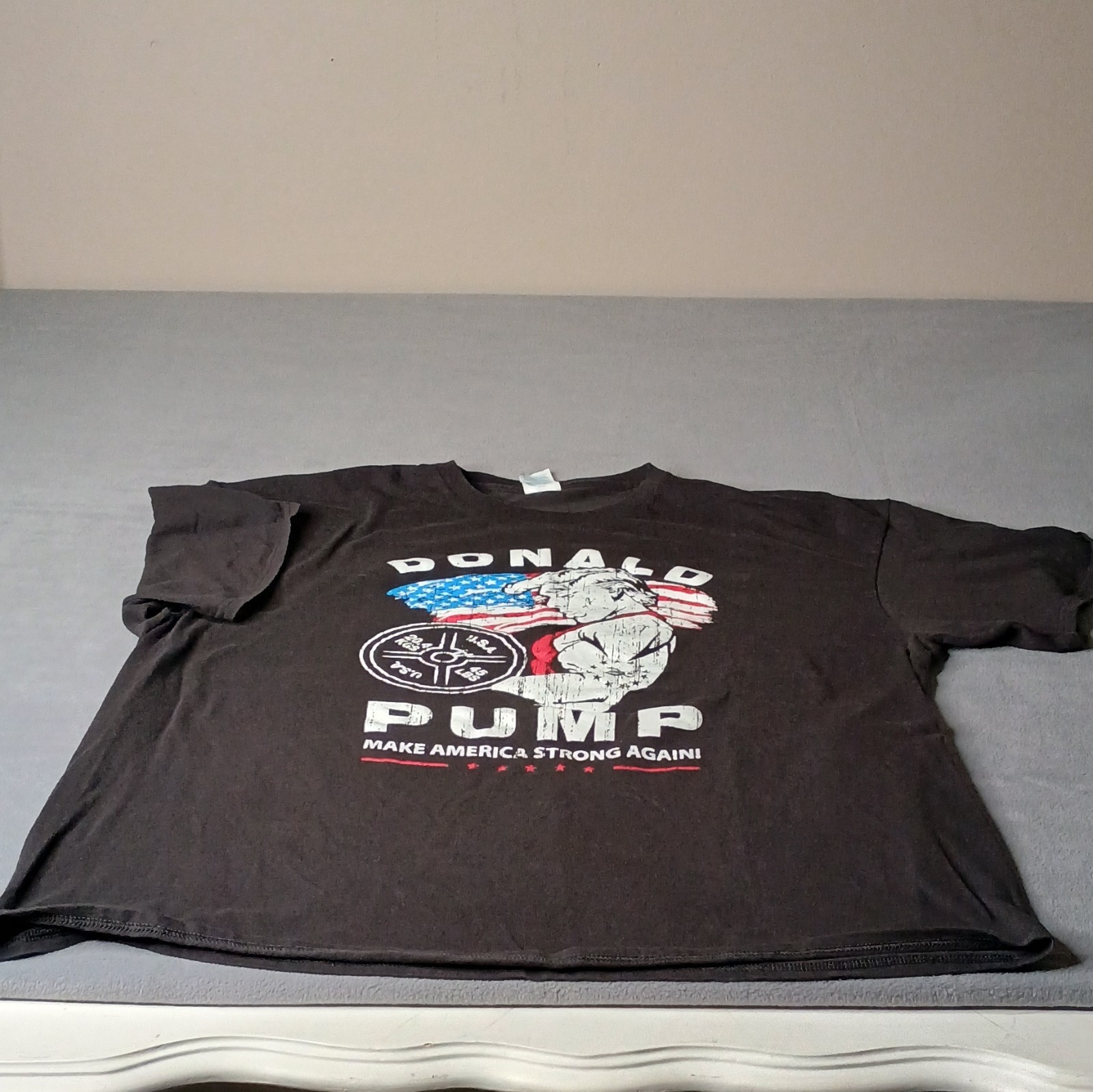 Political Graphic Print T Shirt 2XL Black Crew Neck