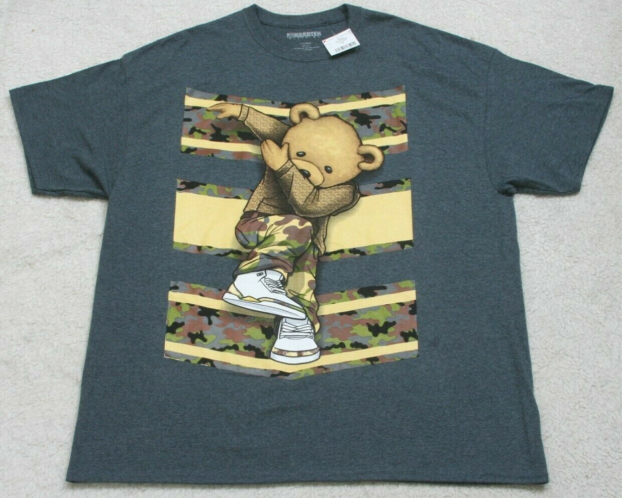 New Hardten Dancing Bear Gray T-Shirt Cotton Poly Tee XXL Solid Graphic JKT215