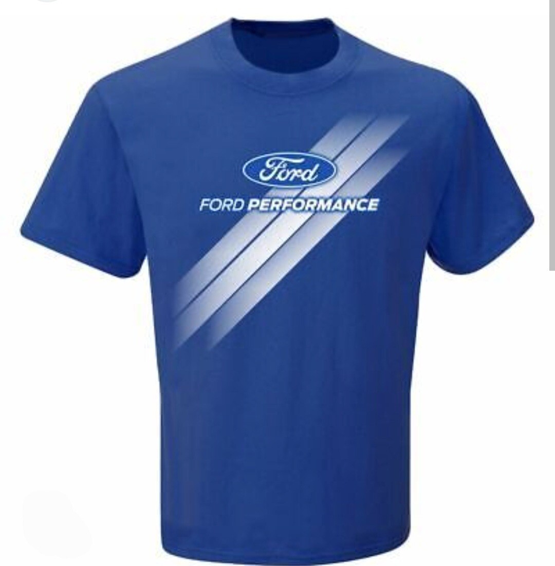 Ford Performance Racing Blue T-Shirt Mens Size Large NWT Stripes Short Sleeve