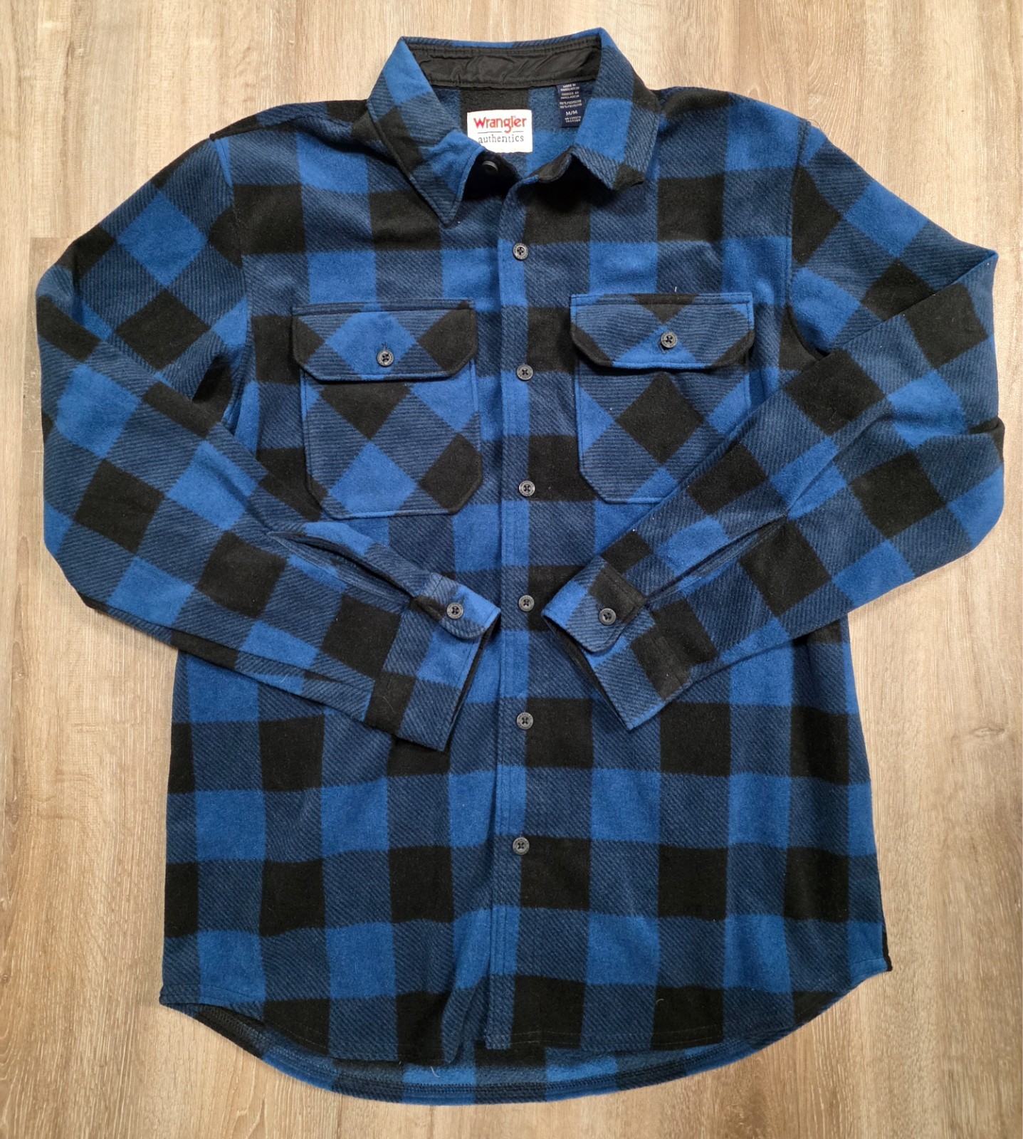 Wrangler Heavyweight Plaid Fleece Long Sleeve Button Down Shirt Mens M