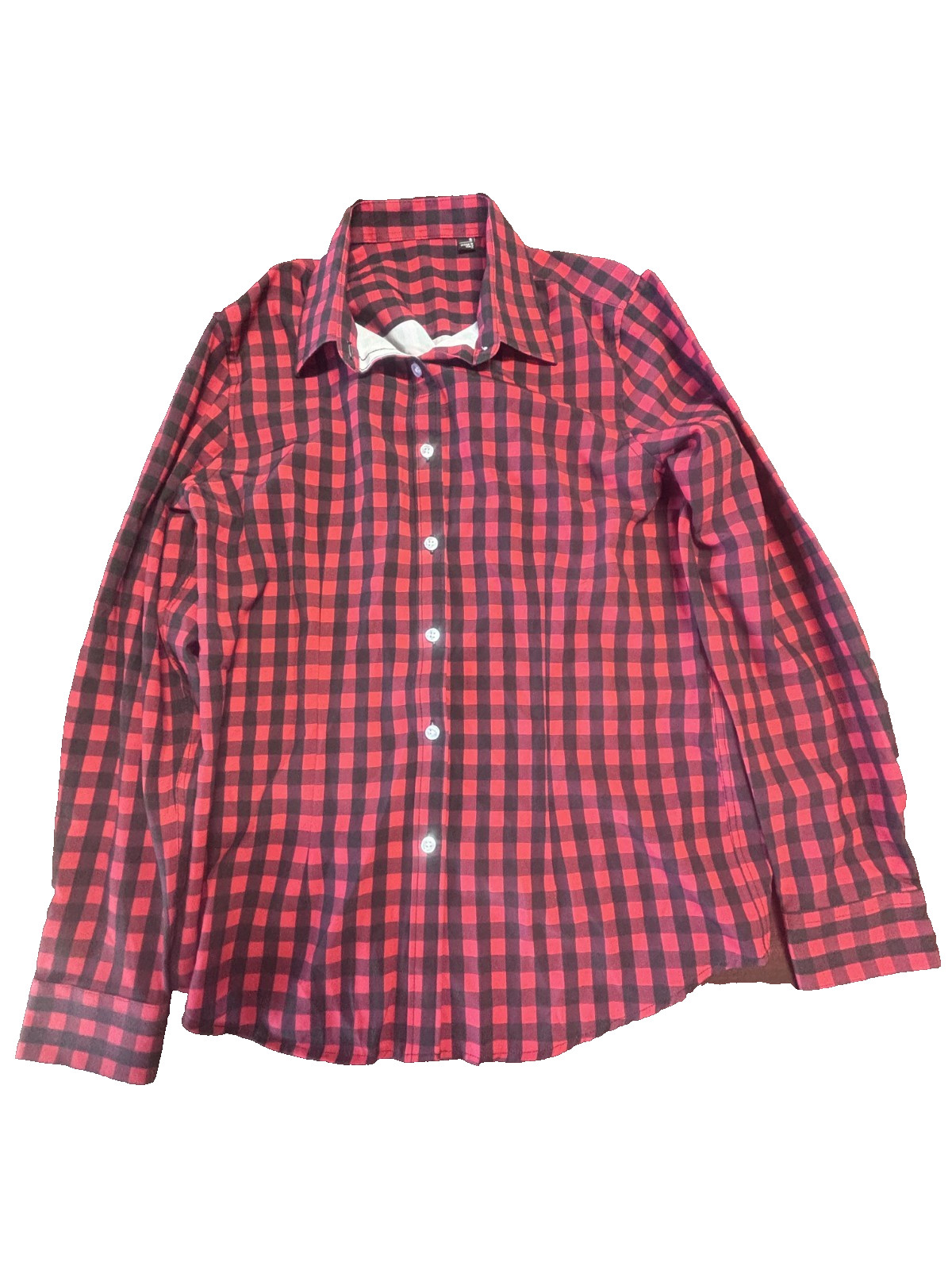 No Brand Red and Black Flannel Button Down Shirt Size Small