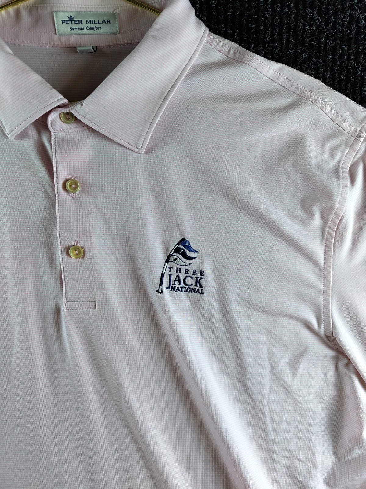 Peter Millar Summer Comfort Three Jack National Polo Pink Stripe Size L-M0037