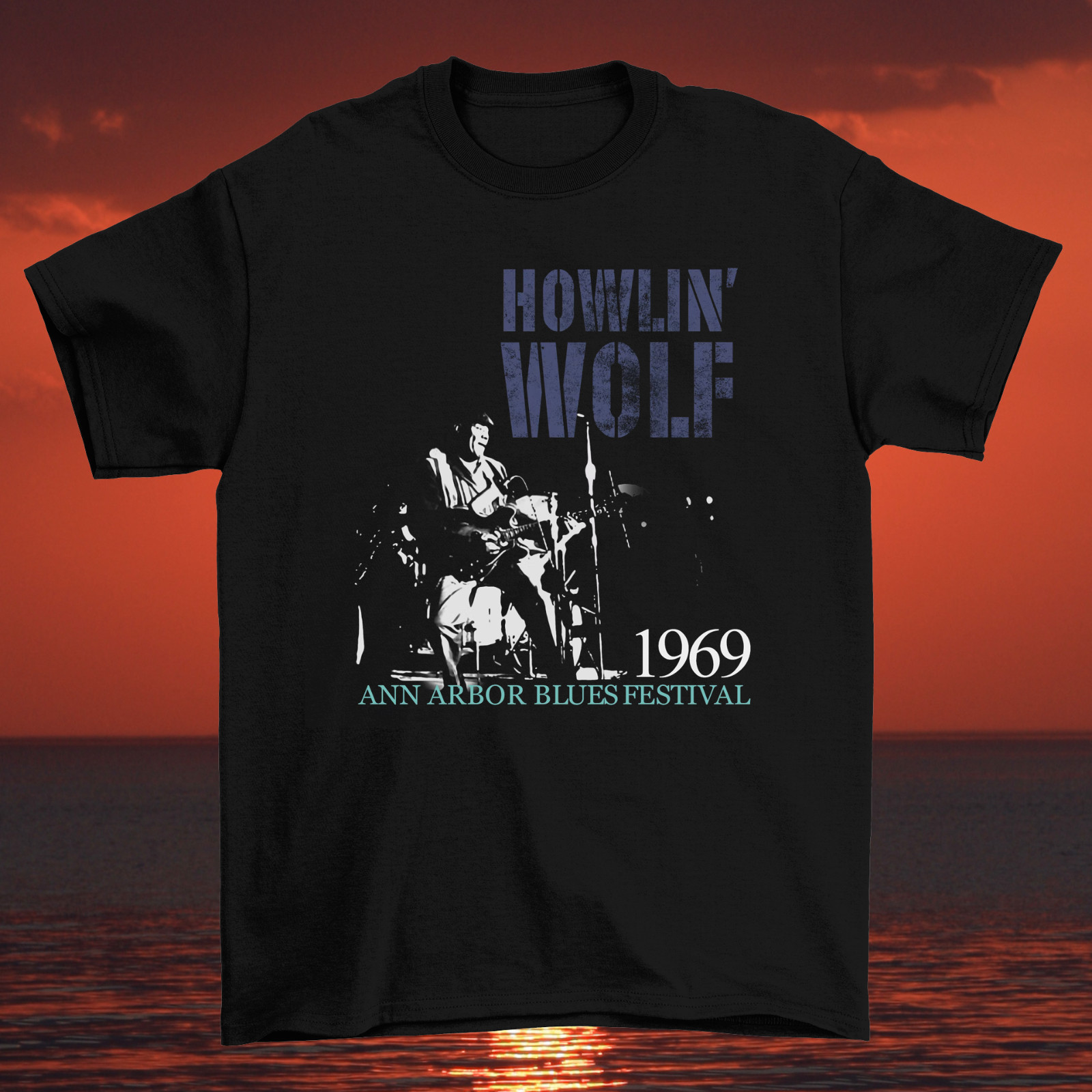 Ann Arbor Blues Festival Howlin Wolf Shirt Classic Black Unisex S-2345XL 1G0154