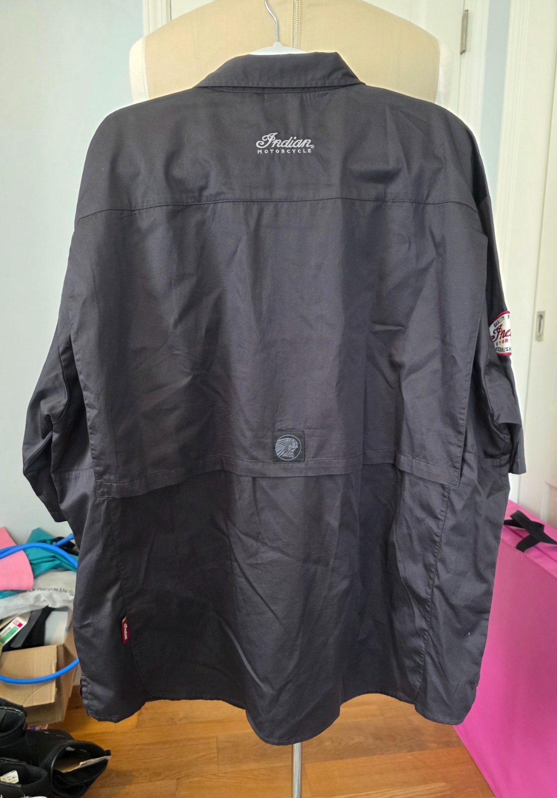 NWT Indian Motorcycle Mens Black Vented Shirt Work Shop Riding Size L XL 2XL 3XL
