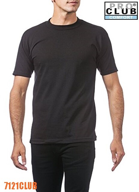 3 PACK PRO CLUB COMFORT T SHIRTS MENS STANDARD CREWNECK SHORT SLEEVE BLACK S-7XL