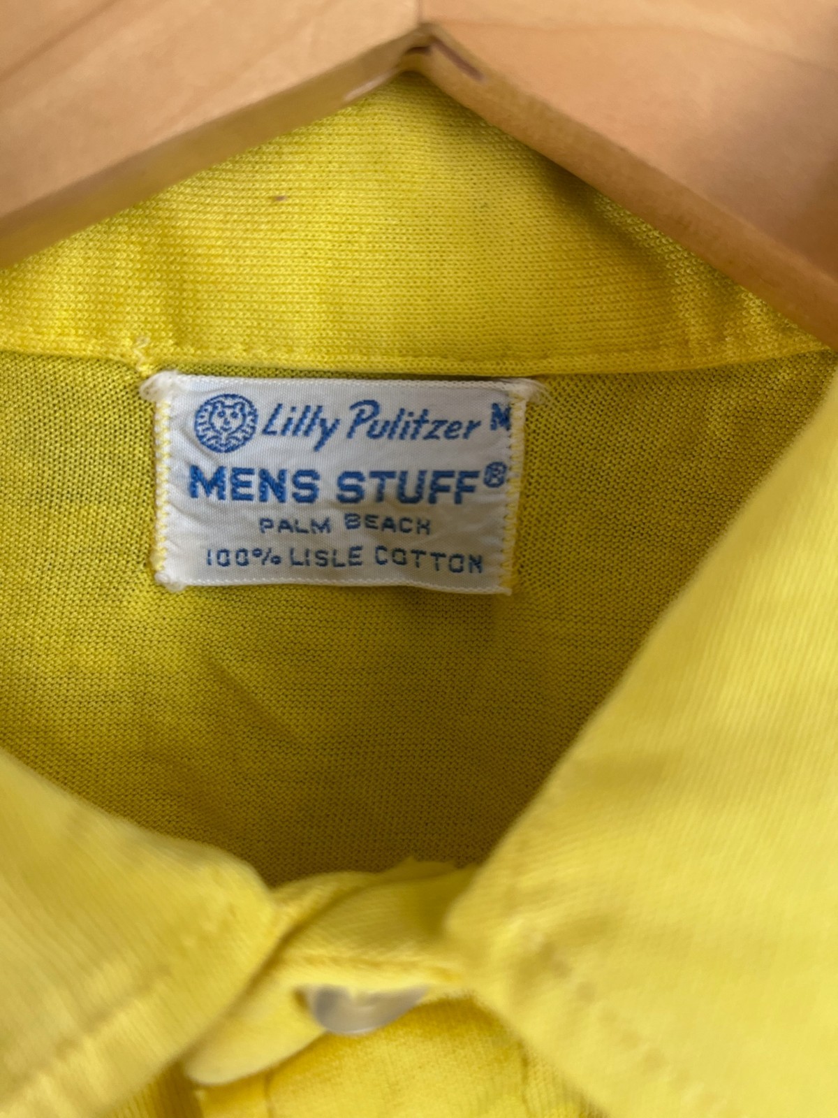 Lilly Pulitzer Mens Stuff Palm Beach 100% Lisle Cotton Yellow Size MEDIUM VTG