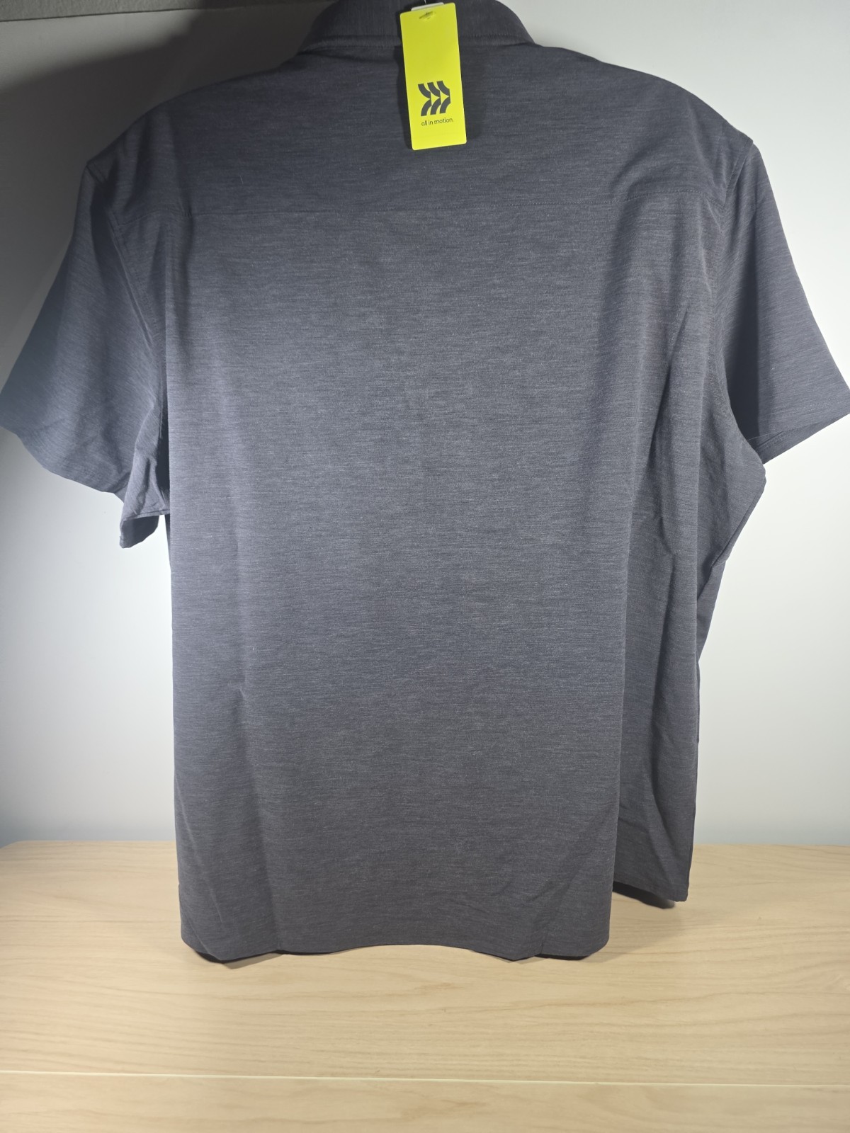 Men’s Button Down Short Sleeve Shirt 2XL Black Matte Woven All In Motion