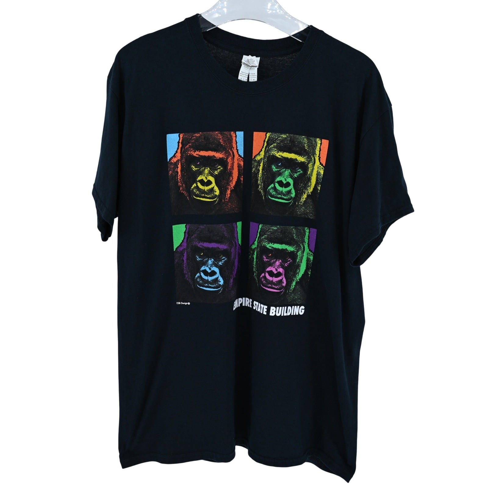 Gildan Empire State Building Gorilla Pop Art Graphic T-Shirt Mens Large Black