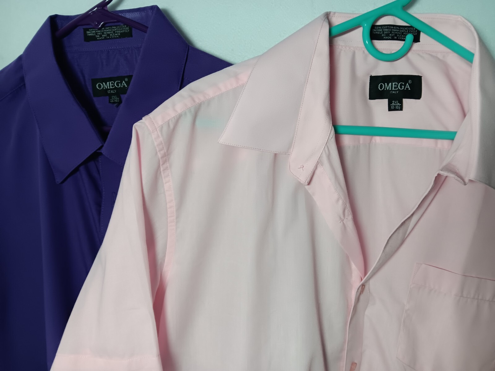 Omega Italy Men’s Premium Classic Button Down Short Sleeve Shirts Lot of 2