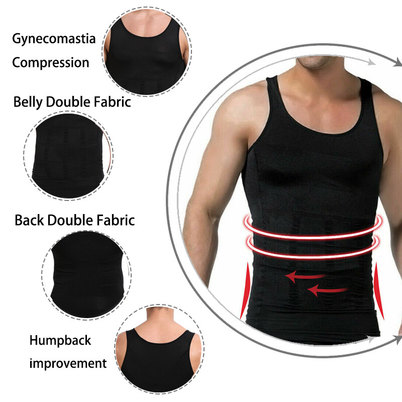 Men Slimming Body Shaper Shirt Belly Tummy Control Vest Compression Tank Top Gym
