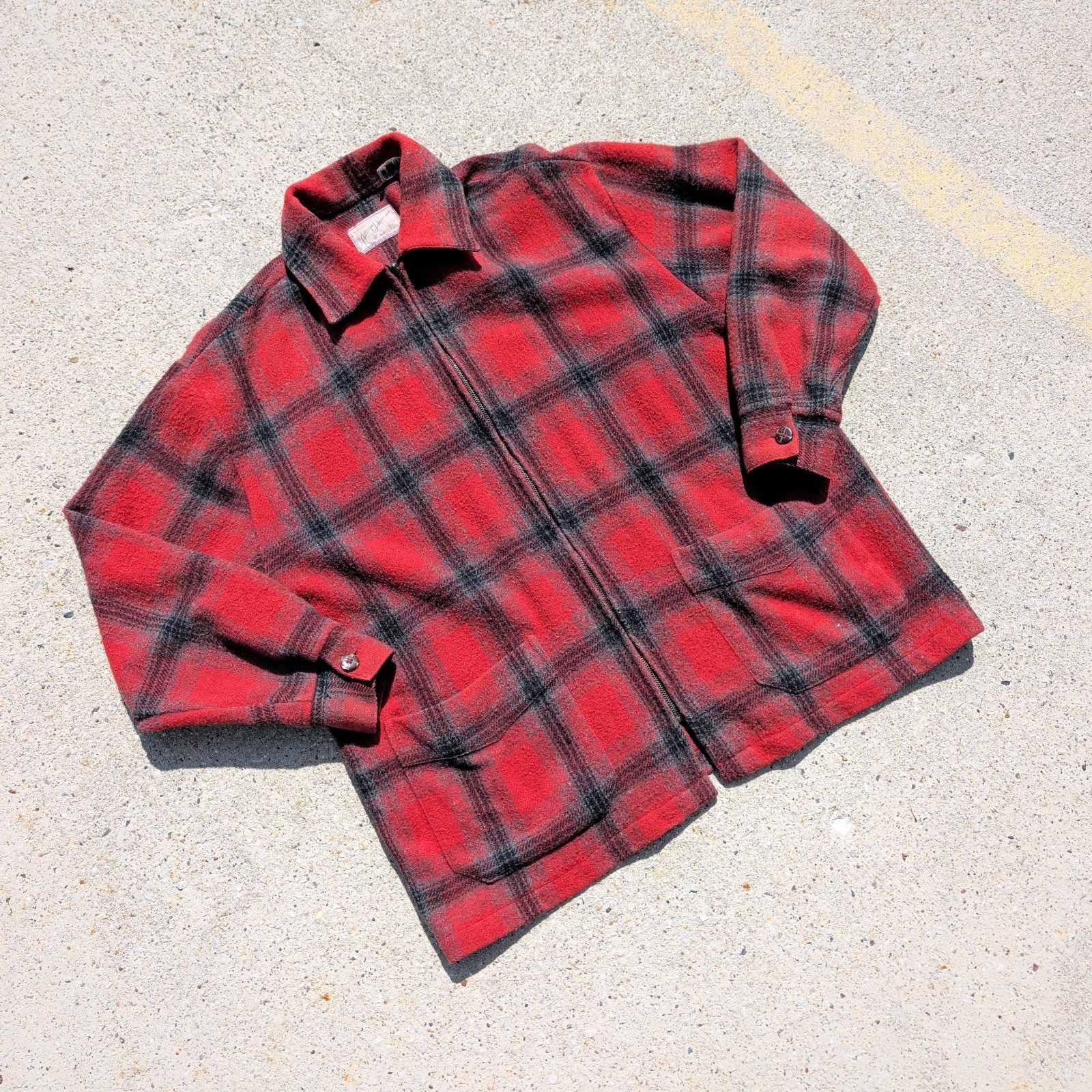 90s Vintage Address Unknown Shadow Plaid Blanket Zip Shirt Jacket Oversized