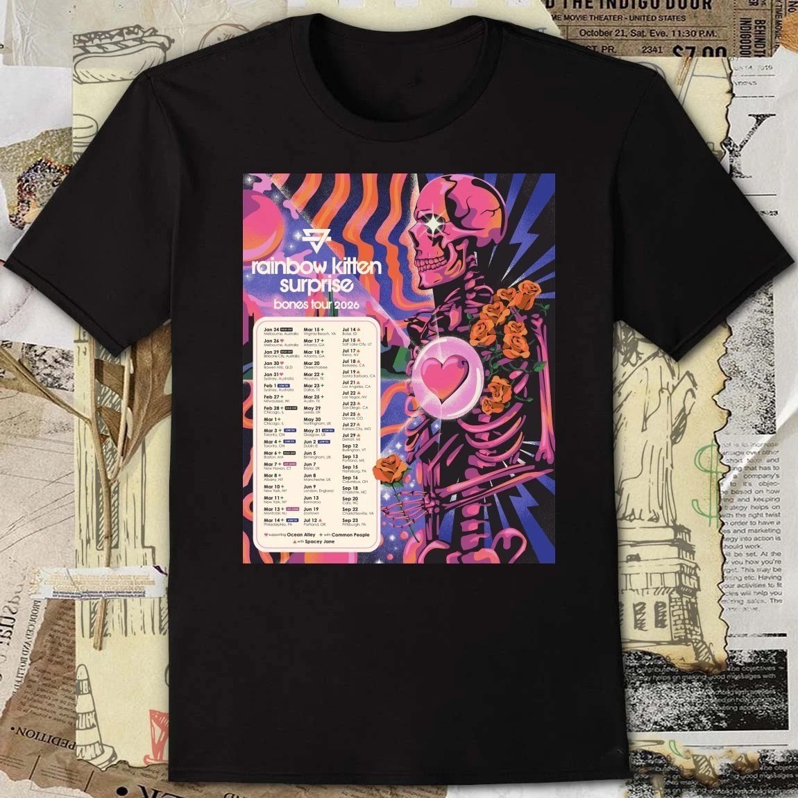 Rainbow Kitten Surprise 2026 Bones Tour T Shirt All Size S to 5XL MI875