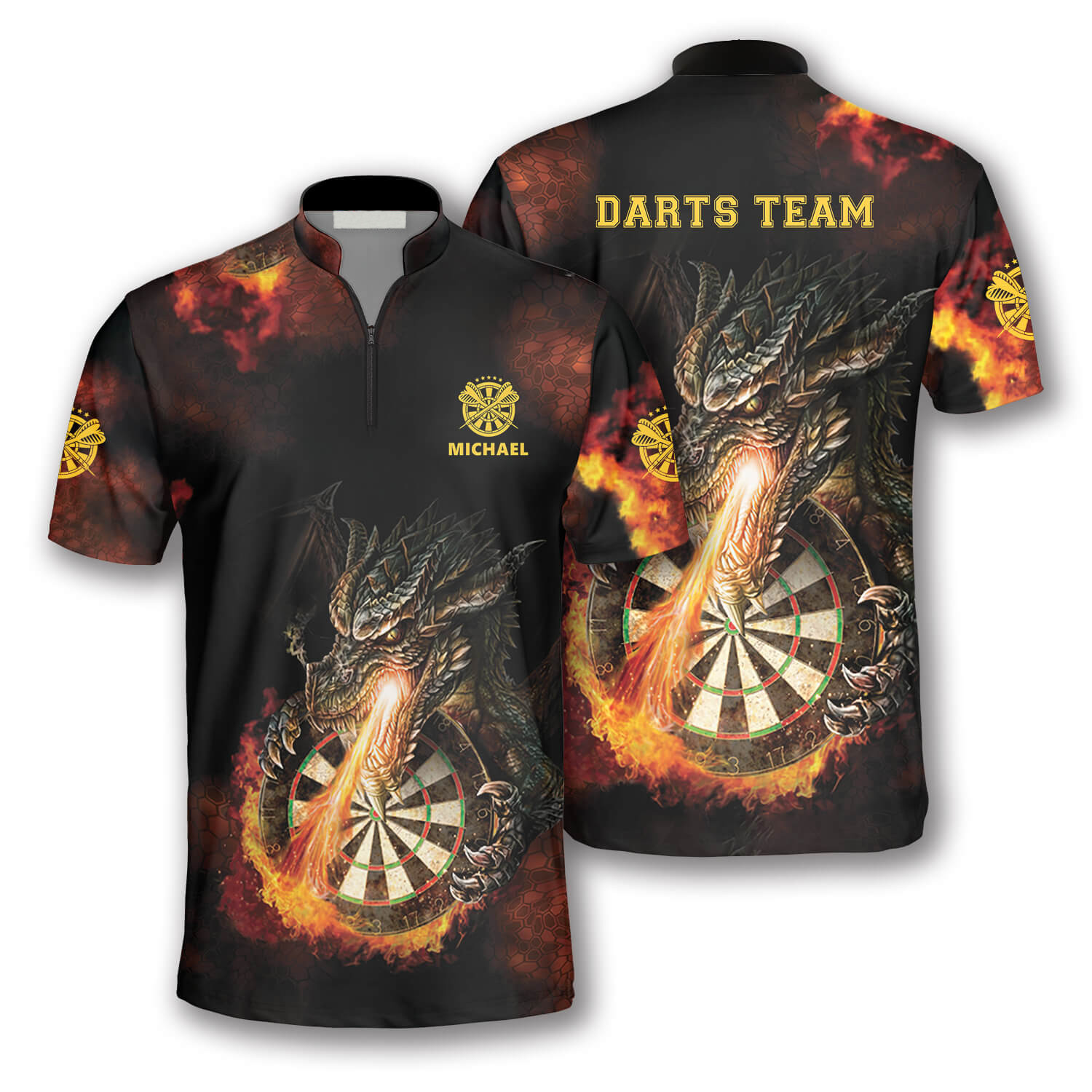 3D All Over Print Dragon Fire Custom Darts Jerseys for Men Idea Gift for Dart Te