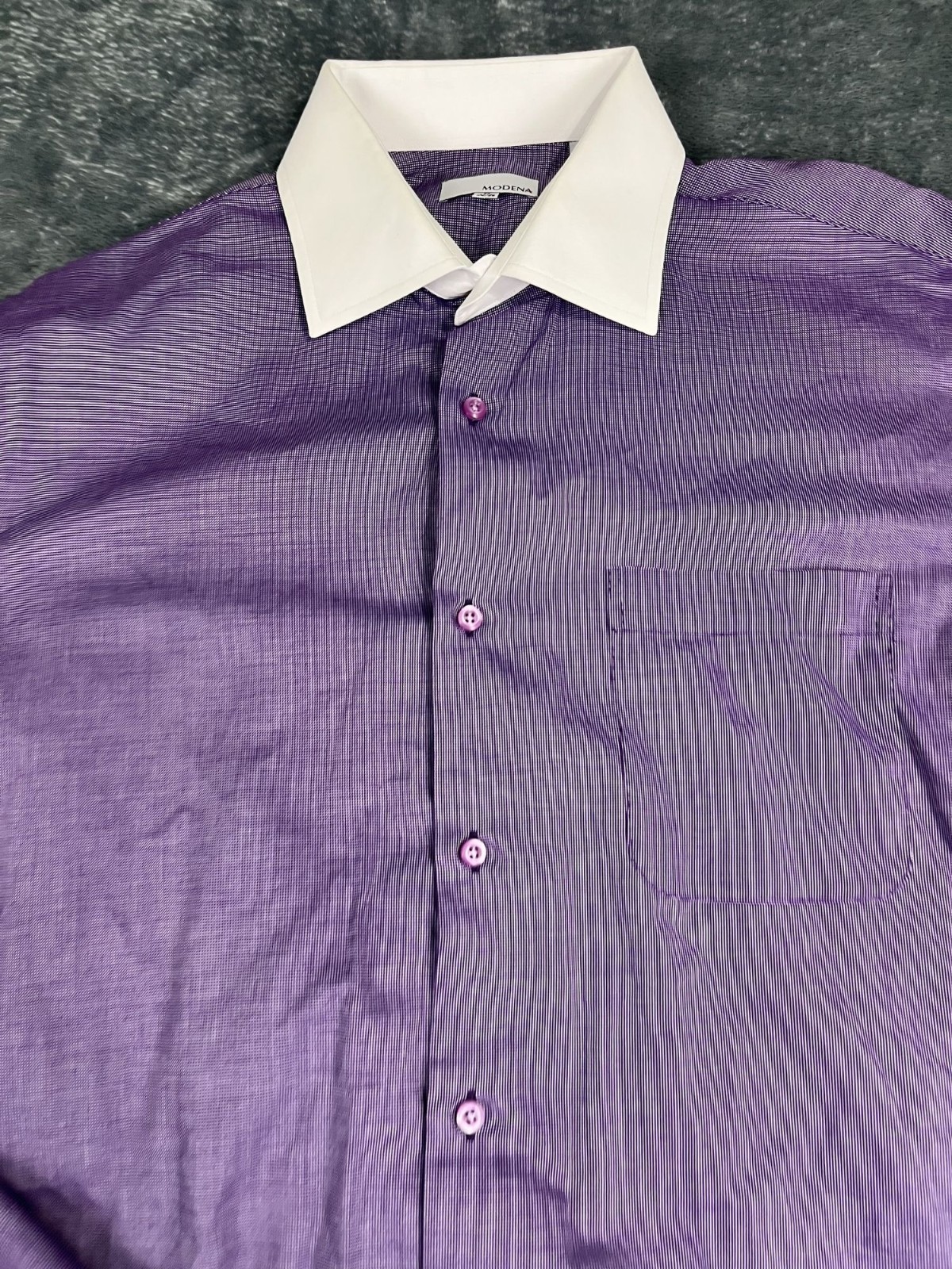 Modena Mens Purple White Contrast Collar Dress Shirt XL 17.5 34/35